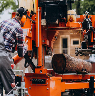 Carpenter,Working,On,A,Sawmill,On,A,Wood,Manufacture