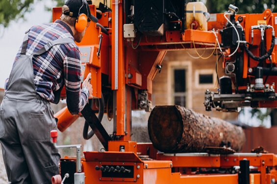 Carpenter,Working,On,A,Sawmill,On,A,Wood,Manufacture