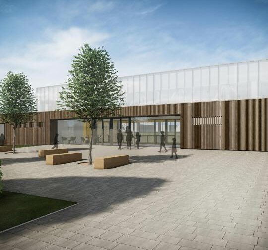 Kravaře tělocvična vizualizace exteriér