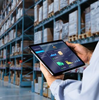 Smart,Warehouse,inventory,Management,System,Concept.manager,Using,Digital,Tablet,showing,Warehouse,Software