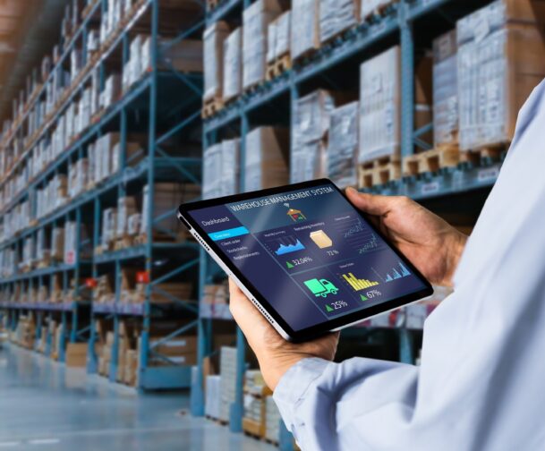 Smart,Warehouse,inventory,Management,System,Concept.manager,Using,Digital,Tablet,showing,Warehouse,Software
