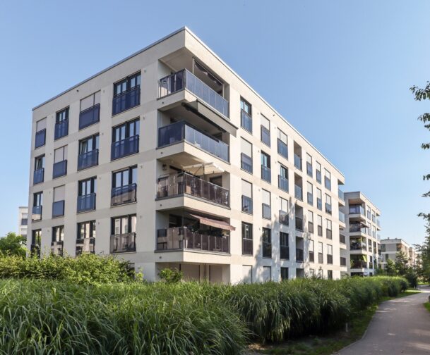 Cityscape,Of,A,Residential,Area,With,Modern,Apartment,Buildings,,New