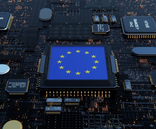 Processor,,Cpu,Or,Chip,With,The,Flag,Of,European,Union